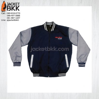 เสื้อแจ็คเก็ตทรงเบสบอล สีกรมท่าตัดต่อเทา - ขอขอบคุณลูกค้า​ #ISUZU