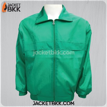เสื้อแจ็คเก็ต ผ้าร่มย่นสีเขียว
