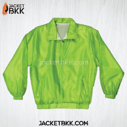 เสื้อแจ็คเก็ตผ้าร่มเรียบ สีเขียวอ่อนล้วน