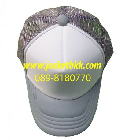 หมวกแก๊ปผ้ามองตากูท์ เสริมฟองน้ำน้ำ เทาตัดต่อขาว