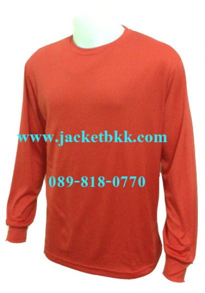 เสื้อคนงาน คอกลม เส้นใยโพลีเอสเตอร์ สีแดง