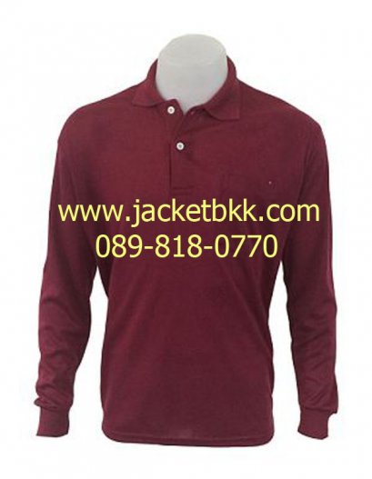 เสื้อคนงานชนิดมีปก แขนยาว และกระเป๋าสีเลือดหมู