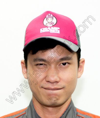 หมวกแก๊ปสีชมพูพร้อมปักโลโก้ CHAMP CONCRETE