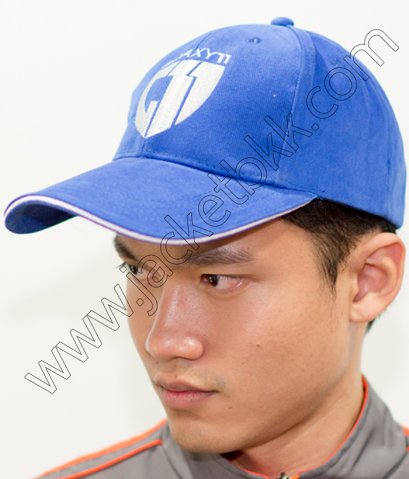 หมวกแก๊ปสีน้ำเงินพร้อมปัก/สกรีน1