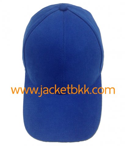 หมวกแก๊ป ผ้าพีช ไม่มีแซนวิช ไม่เจาะรู สีน้ำเงิน