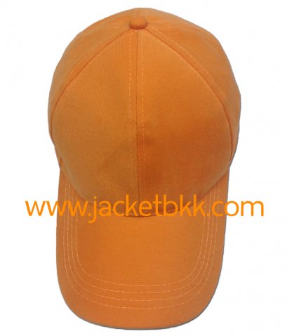 หมวกแก๊ป ผ้าพีช ไม่มีแซนวิช ไม่เจาะรู สีส้ม