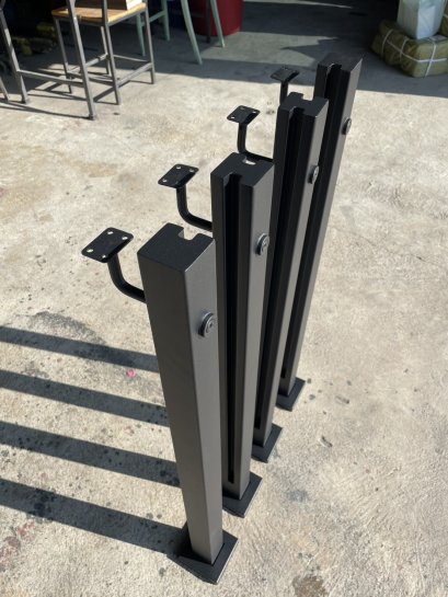 ชุดเสากันตก KMB Series-UHL ใส่ราวจับด้านใน สีดำ Powder coat