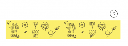 เทปพิมพ์ลาย Thank you (เทปเหลืองพิมพ์ดำ)