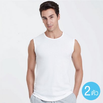 เสื้อคอกลมแขนกุด รุ่น Modern Classic รหัส SCT4 สีขาว จำนวน 2 ตัว