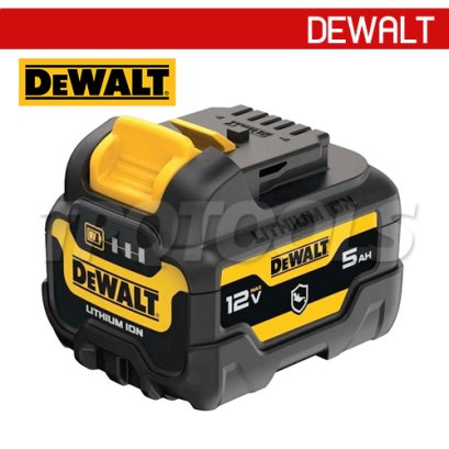 DCB126G-B1 แบตเตอรี่ 12V MAX 5.0 AH รุ่นกันน้ำมันเสริมยางกันลื่นที่ฐานแบต "DEWALT" ดีวอลท์