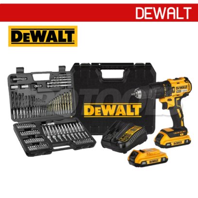 DCD7781D2A-B1 สว่านกระแทกไร้สาย (ไร้แปรงถ่าน) 20V MAX ขนาด 13 มม. แรงบิดสูงสุด 65NM./1750-29750RPM พร้อมแบตเตอรี่ 2.0AH+แท่นชาร์จ แถมชุดดอก109ชิ้น ครบชุด มีโหมดกระแทกเจาะอิฐ "DEWALT" ดีวอลท์