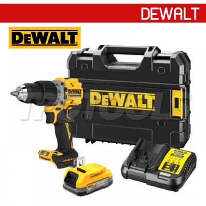 DCD805E1T-B1 สว่านกระแทกไร้สาย (ไร้แปรงถ่าน) 20V MAX ขนาด 13มม. แรงบิด 90NM./ 2000RPM-34000RPM พร้อมแบตเตอรี่ POWERSTACK+แท่นชาร์จ (ครบชุด) "DEWALT" ดีวอลท์