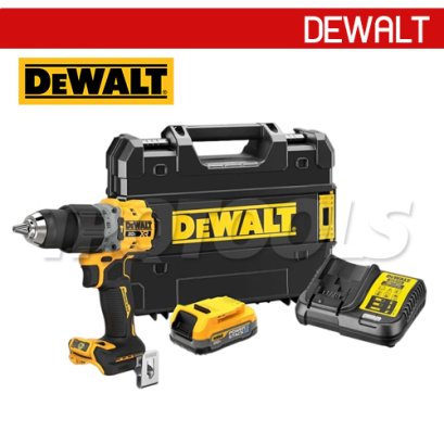 DCD806S1T-B1 สว่านกระแทกไร้สาย (ไร้แปรงถ่าน) 20V MAX ขนาด 13 มม.แรงบิดสูงสุด 90NM./2000-34000RPM พร้อมแบตเตอรี่ POWERSTACK+ แท่นชาร์จ (ครบชุด) "DEWALT" ดีวอลท์