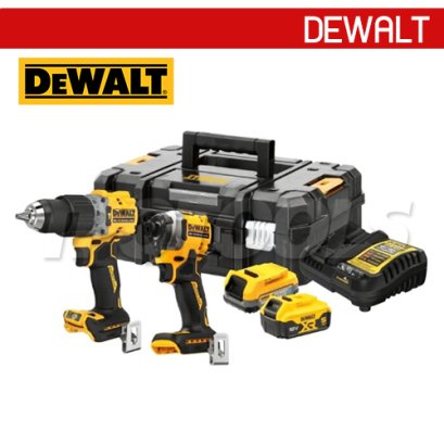 DCK2050P1E1T-B1 ชุดคอมโบสว่านกระแทกไร้สาย + ไขควงกระแทกไร้สาย 20V MAX. พร้อมแบตเตอรี่ POWERSTACK 1.7AH + แบตเตอรี่ 5.0AH+แท่นชาร์จเร็ว + กล่อง TSTAK "DEWALT" ดีวอลท์