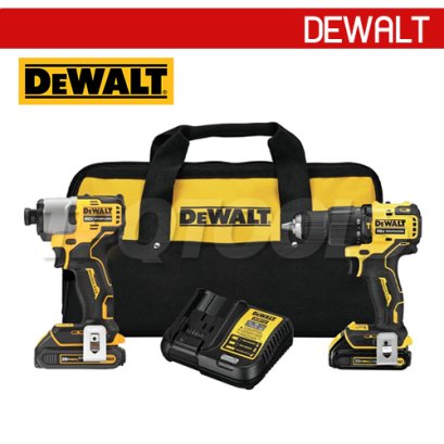DCK2214E2-B1 ชุดคอมโบสว่านกระแทกไร้สาย + ไขควงกระแทกไร้สาย 20V MAX. พร้อมแบตเตอรี่ POWERSTACK 1.7AH (2 ก้อน) + แท่นชาร์จเร็ว + กระเป๋าผ้า "DEWALT" ดีวอลท์