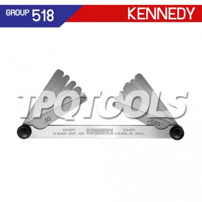 KEN-518-0790K ฟิลเลอร์เกจ (มิล/นิ้ว) ขนาด 0.05-0.5 มม./ 0.0015&quot;-0.025&quot; KENNEDY METRIC / INCH FEELER GAUGE SET