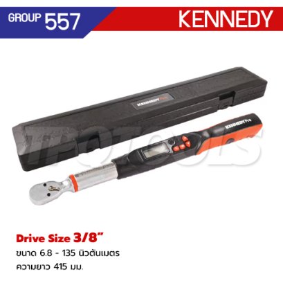KEN-557-1308V ประแจปอนด์ดิจิตอล SQ.3/8" ขนาด 6.8-135 NM. ความยาวทั้งตัว 415 มม. DIGITAL TORQUE WRENCHES + CERTIFICATED "KENNEDY"
