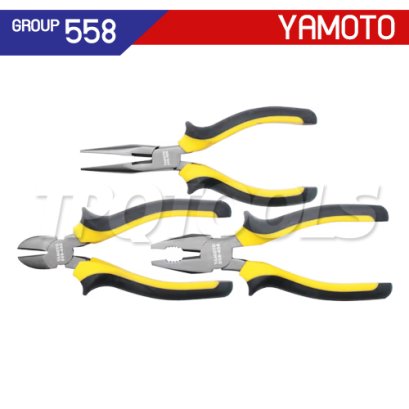 YMT-558-4362K คีมช่าง 3 ตัวชุด ขนาด 8 นิ้ว / 205 มม. ประกอบด้วย คีมตัด / คีมปากจิ้งจก / คีมปากแหลม YAMOTO (ยาโมโต้)