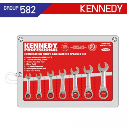 ชุดประแจแหวนฟรีข้างปากตาย ตัวสั้น 7 ตัว (AF) KEN-582-2228K