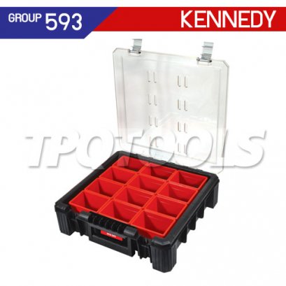 KEN-593-2410K กล่องเครื่องมือเก็บอะไหล่ 12 ช่อง ORGANISER WITH POLYCARBONATE LID