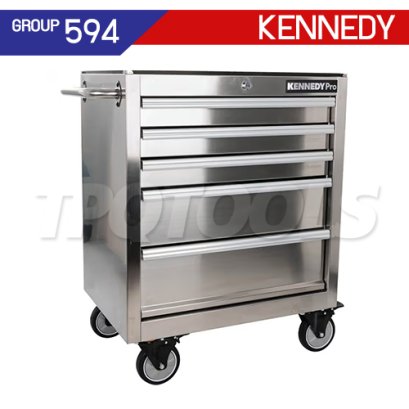 KEN-594-4571Z ตู้เครื่องมือช่างสแตนเลสมีลิ้นชัก 5 ลิ้นชัก+ล้อเลื่อน KENNEDY 5 DRAWERS STAINLESS STEEL ROLLER CABINET