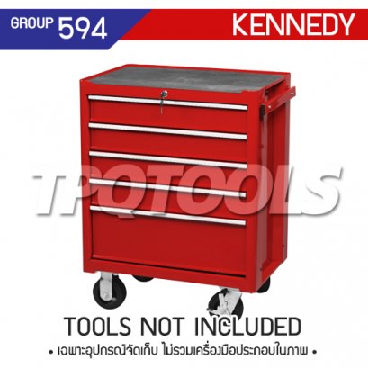 KEN-594-5540K ตู้เครื่องมือช่าง 5 ลิ้นชักมีล้อเลื่อน+กุญแจล็อค สีแดง
