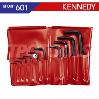 KEN-601-0970K ประแจหกเหลี่ยมด้ามตัวที 10 ตัว/ชุด (1/16&quot; x 1 3/4&quot; - 3/8&quot; x 4 1/4&quot; นิ้ว)