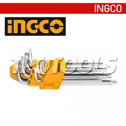 INGCO-HHK13091 ประแจแอลหกเหลี่ยมหัวจีบตัวยาว 9 ชิ้น INGCO