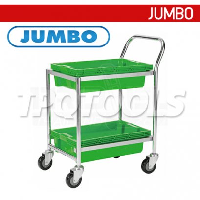 A061100003 รถเข็นลังพลาสติก 2 ชั้น (สีเขียว) JUMBO