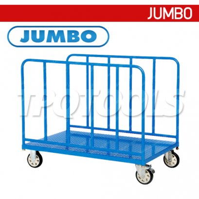 HTL-1208SR รถเข็นวัสดุทรงยาวและเป็นแผ่น แบบใช้ขนวัสดุแท่งหรือม้วน พื้นเหล็กลาย แผงข้างท่อ  JUMBO