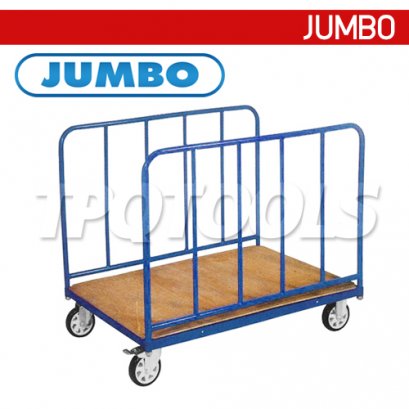 HTL-1208WR รถเข็นวัสดุทรงยาวและเป็นแผ่น แบบใช้ขนวัสดุแท่งหรือม้วน พื้นไม้ แผงข้างท่อ JUMBO