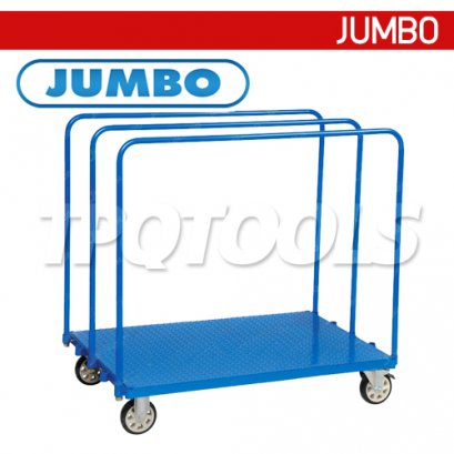 HTP-1208SH รถเข็นวัสดุทรงยาวและเป็นแผ่น แบบใช้ขนวัสดุแผ่น ราวกั้นปรับได้ พื้นเหล็กลาย ราวกั้นสูง 1000 มม. JUMBO