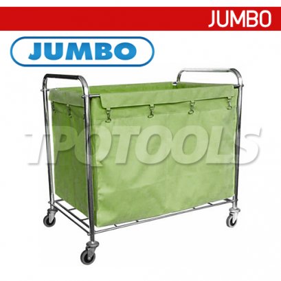 LCD-8156 รถเข็นผ้าแห้งเหล็กพ่นสี (พร้อมถุง) แบบรองรับงานหนัก JUMBO