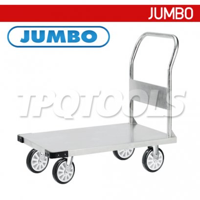 ST1-6009 รถเข็นพื้นสแตนเลส มือจับข้างเดียวพับไม่ได้ (FIXED HANDLE) รับน้ำหนัก 350 กก. JUMBO