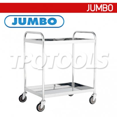 ST2-4006D รถเข็นถาดสแตนเลส 2 ชั้น มือจับ 2 ข้าง 610x410x885 มม. รับน้ำหนัก 200 กก. JUMBO