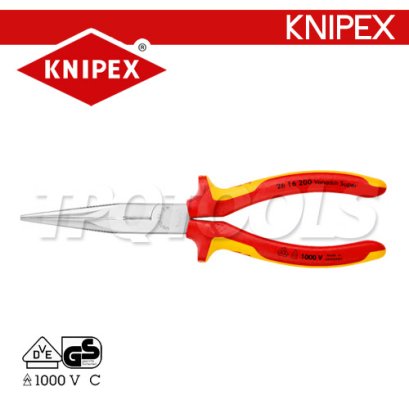 KNIPEX 2616200 คีมปากแหลมแบน ขนาด 8 นิ้ว ด้ามฉนวนกันไฟฟ้า VDE1000 KNIPEX คะนิเพค คีมช่างมืออาชีพอันดับ 1 MADE IN GERMANY