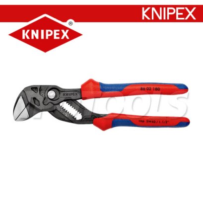KNIPEX 8602180 คีมประแจขันน็อตในตัวเดียว / คีมคอเลื่อน 7 นิ้ว / 180 มม. เหล็กรมดำ ด้ามหนาสองสี KNIPEX คะนิเพค คีมช่างมืออาชีพอันดับ 1 MADE IN GERMANY