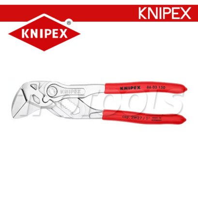 KNIPEX 8603150 คีมประแจขันน็อตในตัวเดียว / คีมคอเลื่อน 6 นิ้ว / 150 มม. โครวานาเดียม ด้ามบางพลาสติก KNIPEX คะนิเพค คีมช่างมืออาชีพอันดับ 1 MADE IN GERMANY