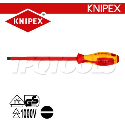KNIPEX 982010 ไขควงปากแบน ขนาดหัว 1.0x 200x320 มม. (หัวไขควง+ความยาวแกน+ความยาวทั้งตัว) VDE1000V ด้ามฉนวนกันไฟฟ้า KNIPEX คะนิเพค คีมช่างมืออาชีพอันดับ 1 MADE IN GERMANY