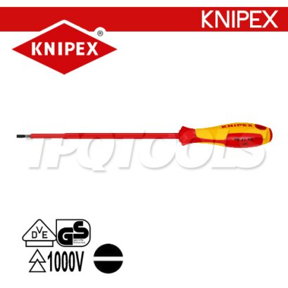 KNIPEX 982145 ไขควงปากแบน ขนาดหัว 4.5x180x287 มม. (หัวไขควง+ความยาวแกน+ความยาวทั้งตัว) VDE1000V ด้ามฉนวนกันไฟฟ้า KNIPEX คะนิเพค คีมช่างมืออาชีพอันดับ 1 MADE IN GERMANY