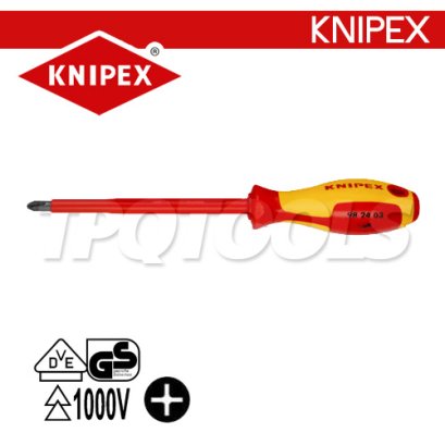 KNIPEX 982403 ไขควงปากแฉก PH3x150x270 มม. (หัวไขควง+ความยาวแกน+ความยาวทั้งตัว) VDE1000V ด้ามฉนวนกันไฟฟ้า KNIPEX คะนิเพค คีมช่างมืออาชีพอันดับ 1 MADE IN GERMANY