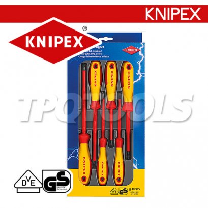 KN002012V01 ชุดไขควง 6ตัวชุด (แบน/แฉก) VDE1000 KNIPEX คะนิเพค คีมช่างมืออาชีพอันดับ 1 MADE IN GERMANY
