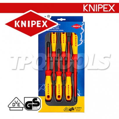 KN002012V02 ชุดไขควง 6 ตัวชุด (แบน/แฉก) ด้ามสลิม VDE1000V KNIPEX คะนิเพค คีมช่างมืออาชีพอันดับ 1 MADE IN GERMANY