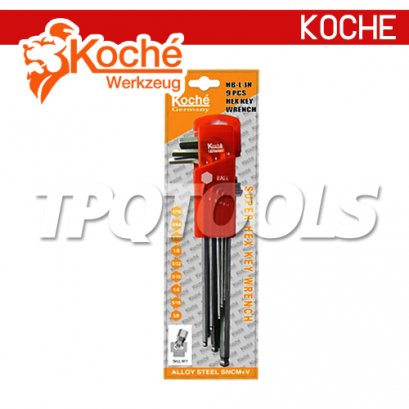 KCHW02SL_MM ประแจหกเหลี่ยมยาวหัวบอล 9 ตัว/ชุด ขนาด 1.5-10 มม.