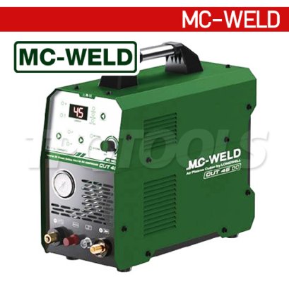 CUT45 "MCWELD" เครื่องตัดพลาสม่า รุ่น CUT45 มีปั๊มลมในตัว แรงดันไฟฟ้าขาเข้า AC 220V แรงดันไฟขณะเปิดเครื่อง 330V สามารถใช้ตัดชิ้นงาน เหล็กกล้าคาร์บอน/สแตนเลส/อลุมิเนียม/ทองแดง แม็กเวล