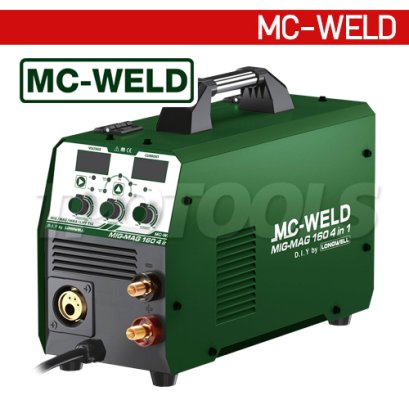 MIG-MAG160 "MC-WELD" เครื่องเชื่อมไฟฟ้า MC-WELD MIG-MAG 160 (4 IN 1) สามารถใช้กระบวนการเชื่อม MIG / MIG-MAG / MMA / Lift TIG ในเครื่องเดียว แรงดันไฟฟ้าขาเข้า 1Phase 220V&plusmn;15% 50/60 Hz แม็กเวล