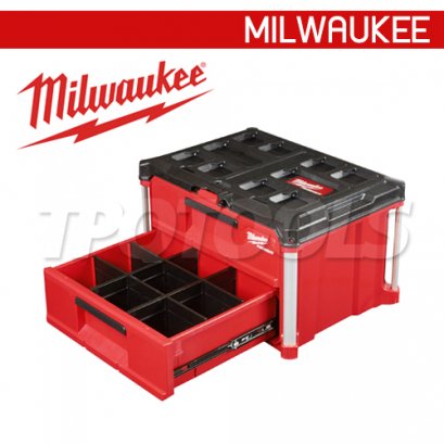 48-22-8442 (129305677) กล่องเครื่องมือ PACKOUT 2 ลิ้นชัก MILWAUKEE
