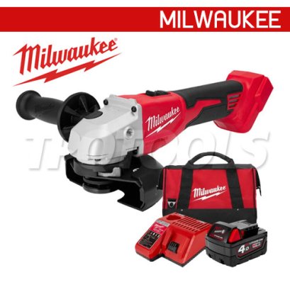 M18BLSAG100X-401B (018716017) ชุดเครื่องเจียรไร้สาย 4 นิ้ว 18V มอเตอร์ไร้แปรงถ่าน พร้อมแบต+แท่นชาร์จ+กระเป๋าเครื่องมือช่าง M18 REDSTART MILWAUKEE (มิลวอคกี้)