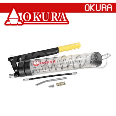 C-OK-GP600L กระบอกอัดจารบีตัวหนอนแบบมือโยก ขนาดจุ 600CC กำลังอัด 10000 PSI อัตราการไหล 0.7 กรัม/ครั้ง OKURA