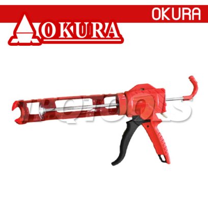 C-SB-227 ปืนยิงกาว ซิลิโคน อะคริลิค ไส้กรอก รุ่นใช้งานหนัก ระบบ กด-ดึง-บีบ ความโตหลอด 50 มม. X ยาว 225 มม. OKURA